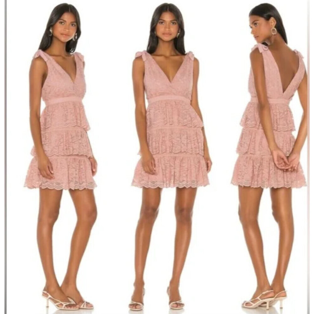 Bardot women's Roxie Lace sleeveless mini dress $210 size 10 US L in dusty pink
